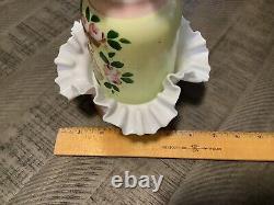 Antique Art Glass Fairy Light Candle Lamp Ruffled White 8 Inches Excellent Cond