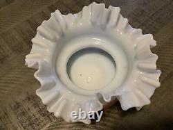 Antique Art Glass Fairy Light Candle Lamp Ruffled White 8 Inches Excellent Cond