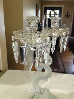 Antique Baccarat Crystal 2 Arm Dauphin Dolphin Candelabra French Centerpiece