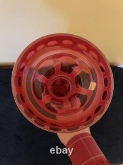 Antique Bohemian Cranberry Overlay Glass Candlestick Moser