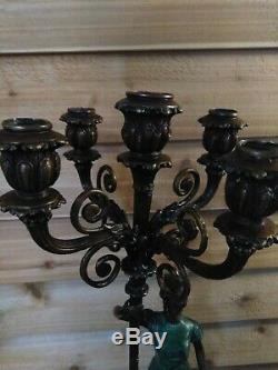 Antique Bronze Large Floor Standing Candelabra Five Candle holders 41-1/2 Tall