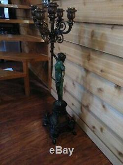 Antique Bronze Large Floor Standing Candelabra Five Candle holders 41-1/2 Tall