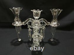 Antique Cambridge Glass Caprice Epergne Candelabra, Candle Holder, Prisms, RARE