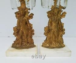 Antique Candelabra Girandole Candle holder withGlass Prisms Set