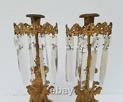 Antique Candelabra Girandole Candle holder withGlass Prisms Set