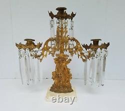 Antique Candelabra Girandole Candle holder withGlass Prisms Set