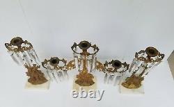 Antique Candelabra Girandole Candle holder withGlass Prisms Set