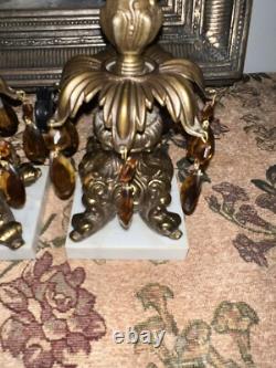 Antique Candle Holder Hollywood Regency Style Ornate Gold cast Brass