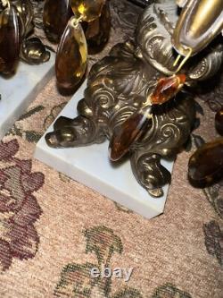 Antique Candle Holder Hollywood Regency Style Ornate Gold cast Brass