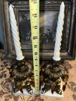 Antique Candle Holder Hollywood Regency Style Ornate Gold cast Brass