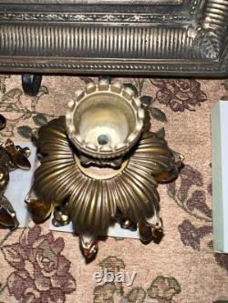Antique Candle Holder Hollywood Regency Style Ornate Gold cast Brass