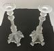 Antique Candlestick Holders 2pc Set French Frosted Glass Birds Signed Mom Gift