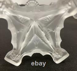 Antique Candlestick Holders 2pc set French Frosted Glass Birds Signed Mom Gift