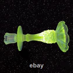 Antique Clear Glass Candle Stick Holder Set 2 Tapper Glass Manganese 365nm GREEN