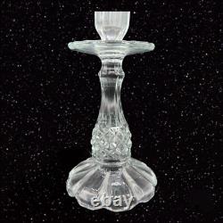 Antique Clear Glass Candle Stick Holder Set 2 Tapper Glass Manganese 365nm GREEN