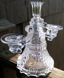 Antique Clear Pressed Glass 3 LIGHT CANDLEHOLDER Candelabra c1890 DOYLE