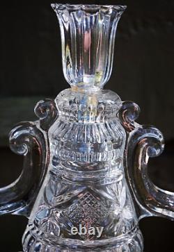 Antique Clear Pressed Glass 3 LIGHT CANDLEHOLDER Candelabra c1890 DOYLE