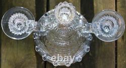 Antique Clear Pressed Glass 3 LIGHT CANDLEHOLDER Candelabra c1890 DOYLE