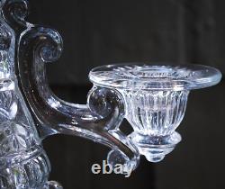 Antique Clear Pressed Glass 3 LIGHT CANDLEHOLDER Candelabra c1890 DOYLE