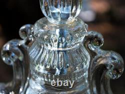Antique Clear Pressed Glass 3 LIGHT CANDLEHOLDER Candelabra c1890 DOYLE