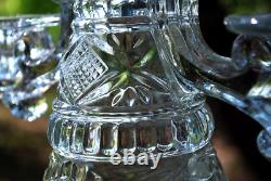 Antique Clear Pressed Glass 3 LIGHT CANDLEHOLDER Candelabra c1890 DOYLE
