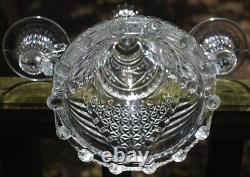 Antique Clear Pressed Glass 3 LIGHT CANDLEHOLDER Candelabra c1890 DOYLE