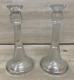 Antique Crystal Candle Holders Early Heavy Thick Glass Set Pair Lot Of 2