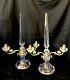 Antique Empire French Cut Glass Baccarat Dore Gilt Bronze Candleholders Pair
