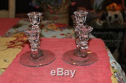 Antique Fostoria Glass Candlestick Holders-Trindle Candlestick Midnight Rose