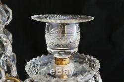 Antique French Gilt Bronze Ormolu Candelabra Cut Crystal Glass Prisms