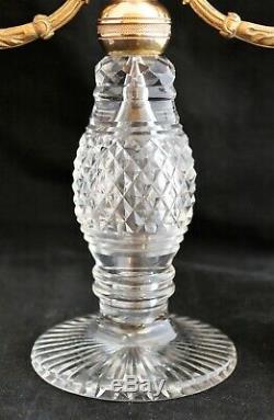Antique French Gilt Bronze Ormolu Candelabra Cut Crystal Glass Prisms