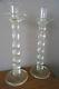Antique French Glass Candle Stick Holder, Hand Made, Unique, Price For Two