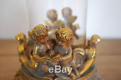 Antique Gilt Gold Effect Cherubs Glass Candle Holder High Quality & Beautiful