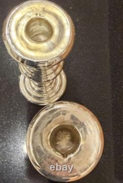 Antique Mercury Glass Pair Of Candle Holders 8 3/4 X 3.5