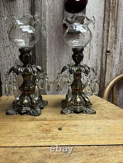 Antique Ornate Candle Holders Gold Brass