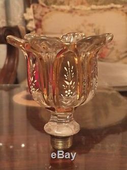 Antique & Rare Baccarat Glass Candlestick Tulip Candle Holder Cup Finial Part