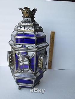 Antique Stained Glass Candle or Lamp Holder