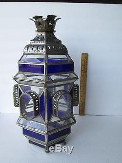 Antique Stained Glass Candle or Lamp Holder