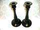 Antique Tiffin Glass Candle Holders Satin Glass Black Art Deco Us Glass Co 1920s