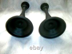 Antique Tiffin Glass Candle Holders Satin Glass Black Art Deco US Glass Co 1920s