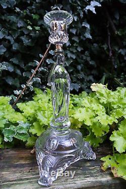 Antique VAL SAINT LAMBERT Glass Candle Stick Holder, price for two