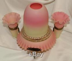 Antique Victorian Clarke Burmese Menu Holder Fairy Lamp Epergne Candle Holder