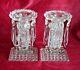 Antique Victorian Cut Glass Candlestick Lustres Pair Of