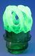 Antique Victorian Green Vaseline Opalescent Glass Fairy Lamp Night Light Candle