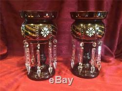 Antique Victorian Ruby Mantle Lustre Luster Pair