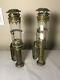 Antique Vierzon Railway Train Carriage Wall Sconces Candle Holders Brass Glass
