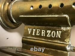 Antique Vierzon Railway Train Carriage Wall Sconces Candle Holders Brass Glass