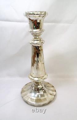 Antique Vintage Mercury Glass Sliver Nitrate Single Candlestick Candle Holder