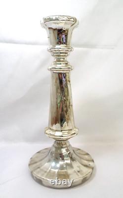 Antique Vintage Mercury Glass Sliver Nitrate Single Candlestick Candle Holder