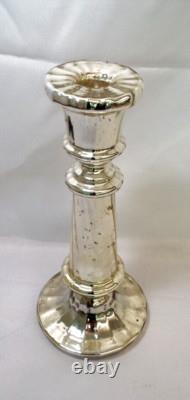 Antique Vintage Mercury Glass Sliver Nitrate Single Candlestick Candle Holder